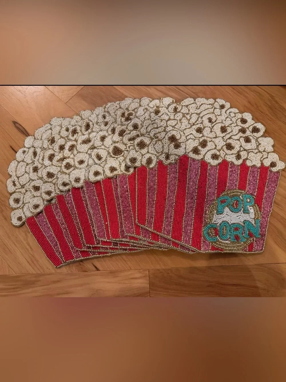World Market Pink and Gold Beaded Popcorn Accent Placemats